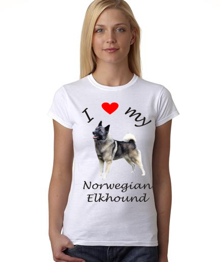 Dogs - I Heart My Norwegian Elkhound on Womans Shirt